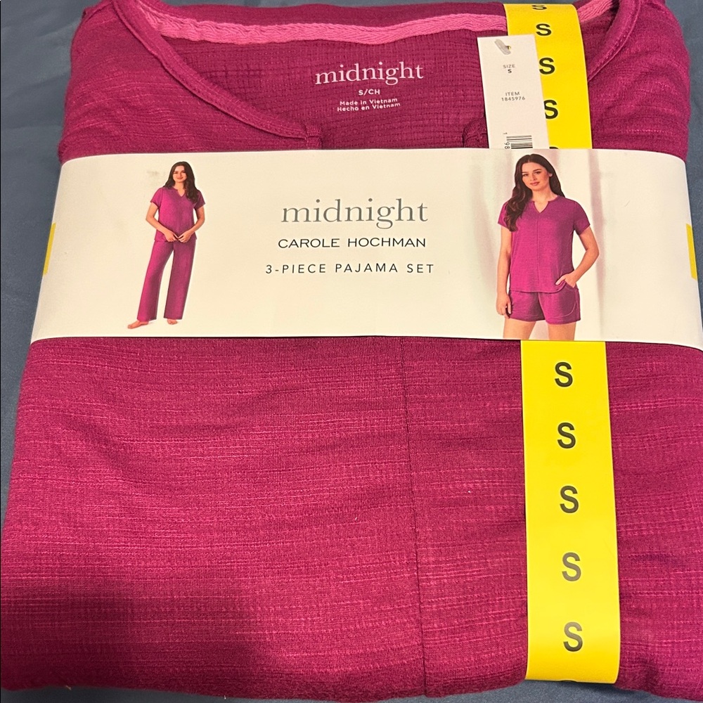Midnight by Carole Hochman Fuchsia 3-Piece Pajama Set